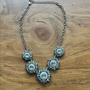Elegant Silver and Blue Floral Necklace